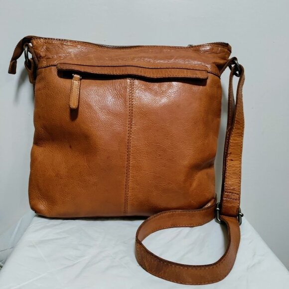 Vilenca Holland Woven Trim Adjustable Straps Leather Crossbody Bag Womens Brown - Picture 3 of 12